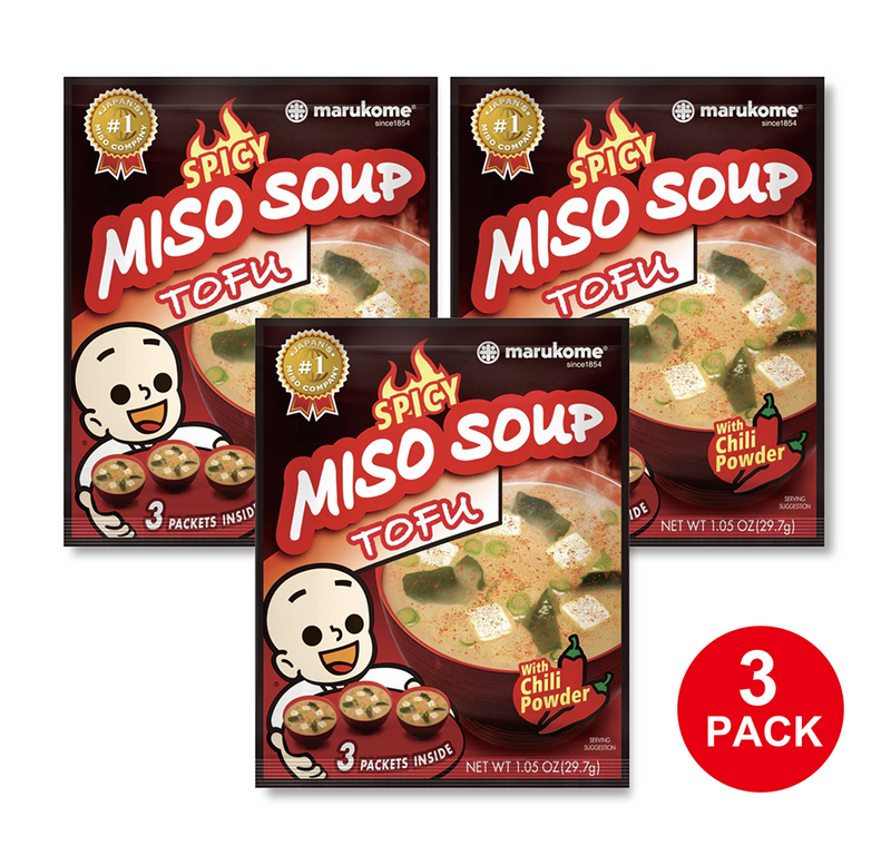 Instant SPICY Miso Soup 3 Pack Tofu - 3 bags – Marukome Instant SPICY Miso Soup 3 Pack Tofu - 3 bags – Marukome